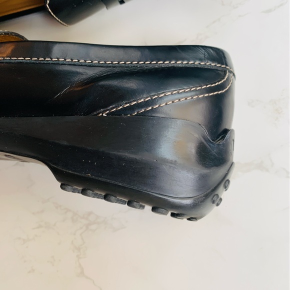 Tod’s Womens Black Leather Rubber Sole Loafers | Size 9.5 - Picture 9 of 11